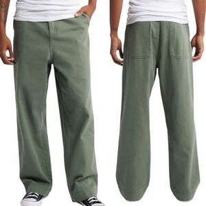 Elwood Men's Everyday Straight Leg Chino Pants Baggy Relaxed Green 34 PRISTINE